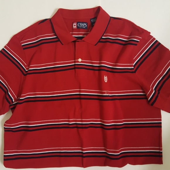 Chaps red men's striped polo, size L/G, NEW - Picture 3 of 8